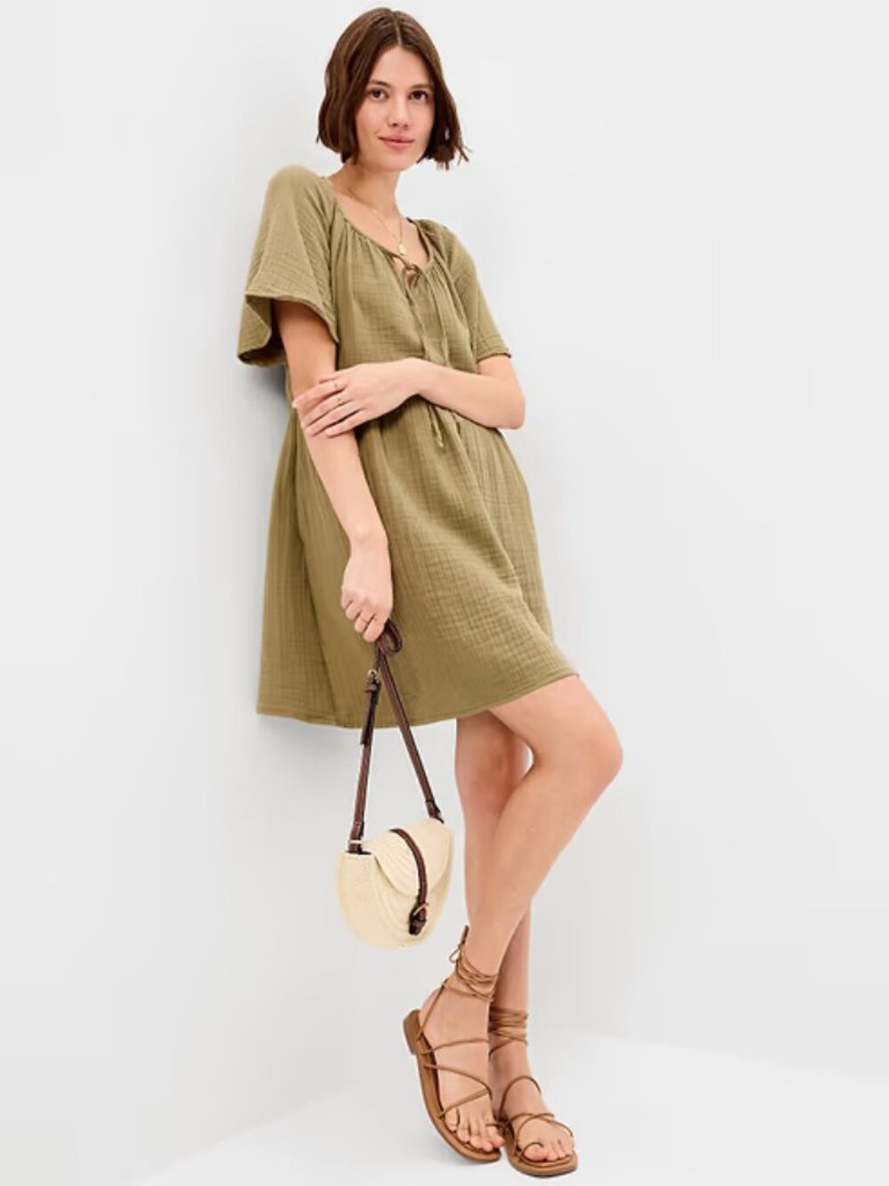 Old Navy Women's Medium Crinkle Gauze Flutter Sleeve Mini Swing Dress 60% off